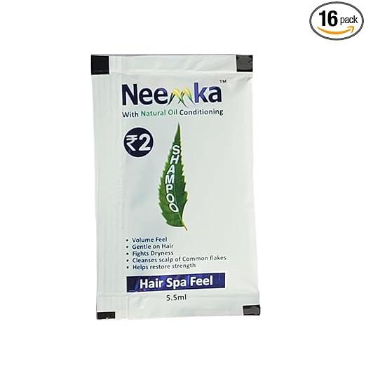 Neemka – Neem Hair Shampoo – Ayurvedic Sulfate-Free Hair Cleanser for Thick, Strong & Healthy Hair – Suitable for All Hair Types – 5.5 ml (Pack of 16)