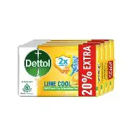 Dettol Lime Fresh (Lime Cool) Bathing Soap Bar with 12hr Freshness (400gm) |Long Lasting Freshness, 100gm Pack of 4