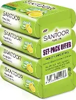 Santoor Fresh Skin Aloe Vera & Lime Bathing Soap with Nourishing & Anti-Aging Properties| For Smooth & Soft and Younger-Looking Skin| For All Skin Types| 125g, Pack of 4